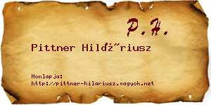 Pittner Hiláriusz névjegykártya